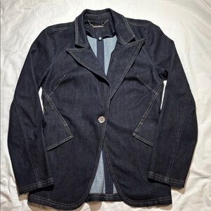 White House Black Market Size 10 Woman’s Dark Denim Blazer Jacket EUC